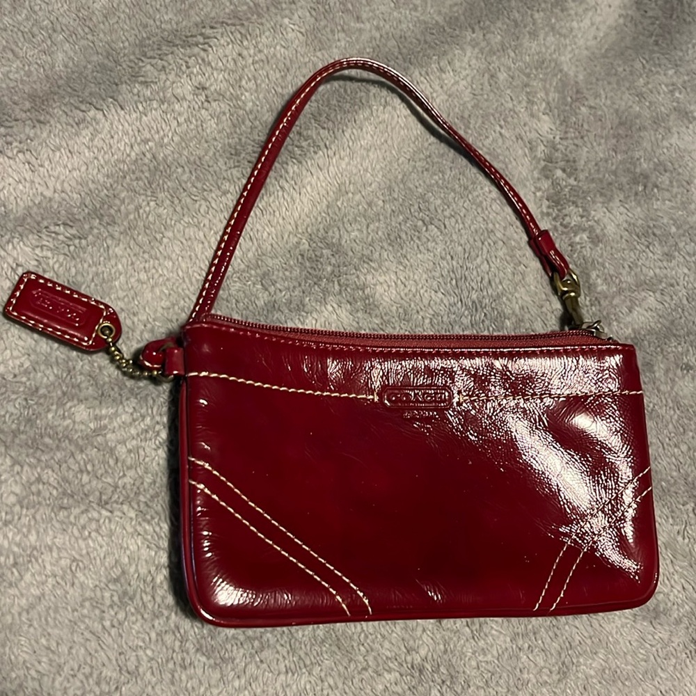 Maroon Red Coach Wristlet